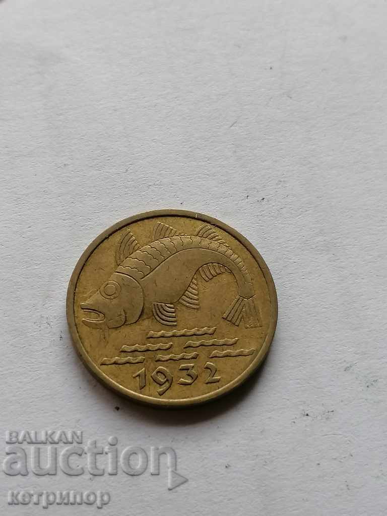 10 pfennig 1932 Danzig with price 25.00 BGN | € 12.78