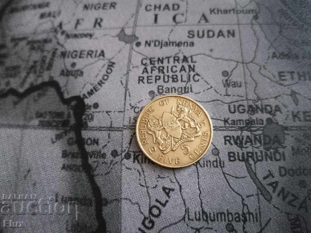 Монета - Кения - 5 цента | 1967г.