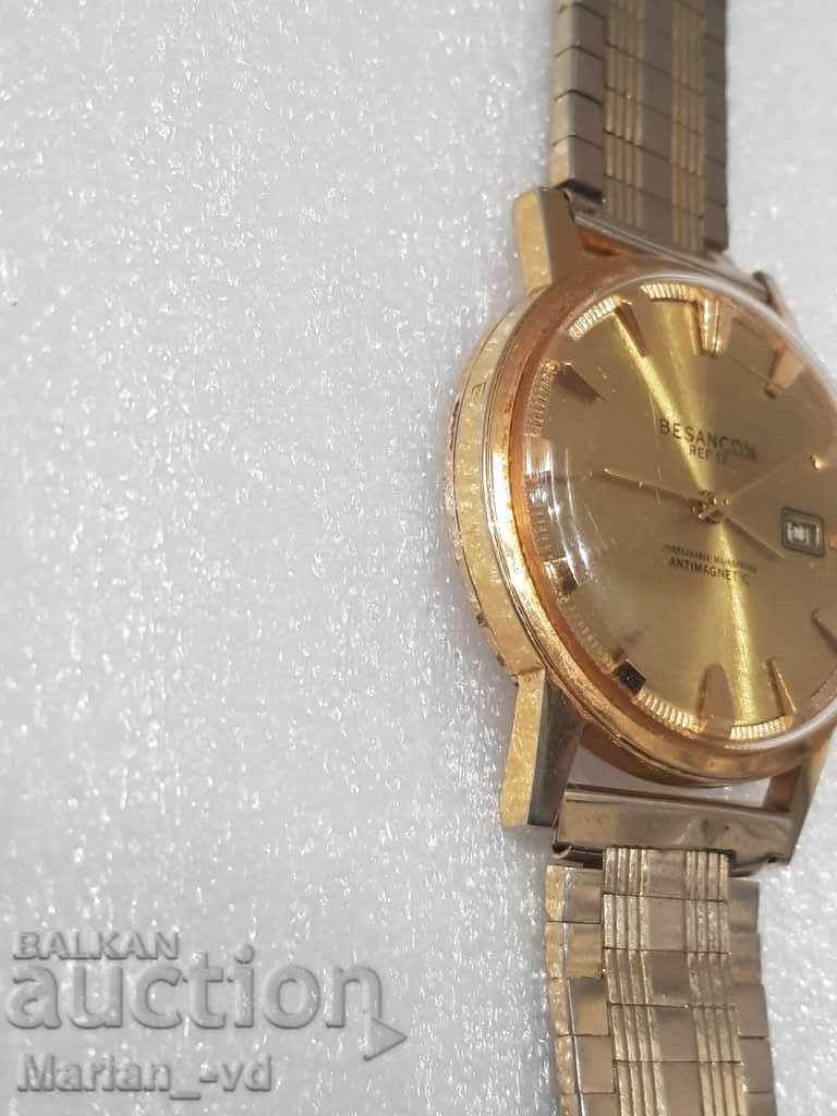 Livrarea Ceas bărbătesc mecanic placat cu aur Besancon - Antimagnetic-