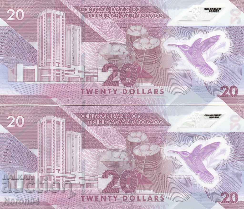 $ 20 2020, Trinidad and Tobago (2 banknotes serial numbers) with price 47.99 BGN | € 24.54