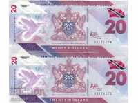 $ 20 2020, Trinidad and Tobago (2 banknotes serial numbers)