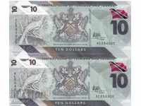 $ 10 2020, Trinidad and Tobago (2 banknotes serial numbers)