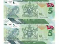 5 долара 2020, Тринидад и Тобаго(2 банкноти поредни номера)