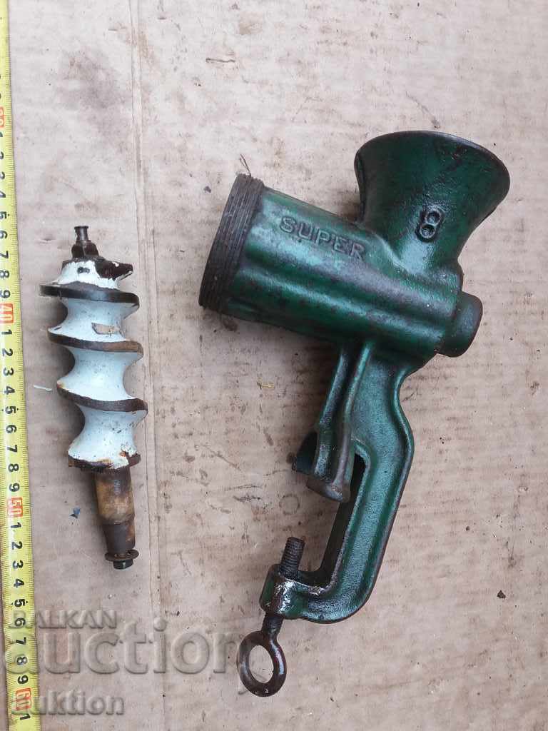 OLD ENAMELED MEAT GRINDER - 5 OLD ENAMELED MEAT GRINDER - 5