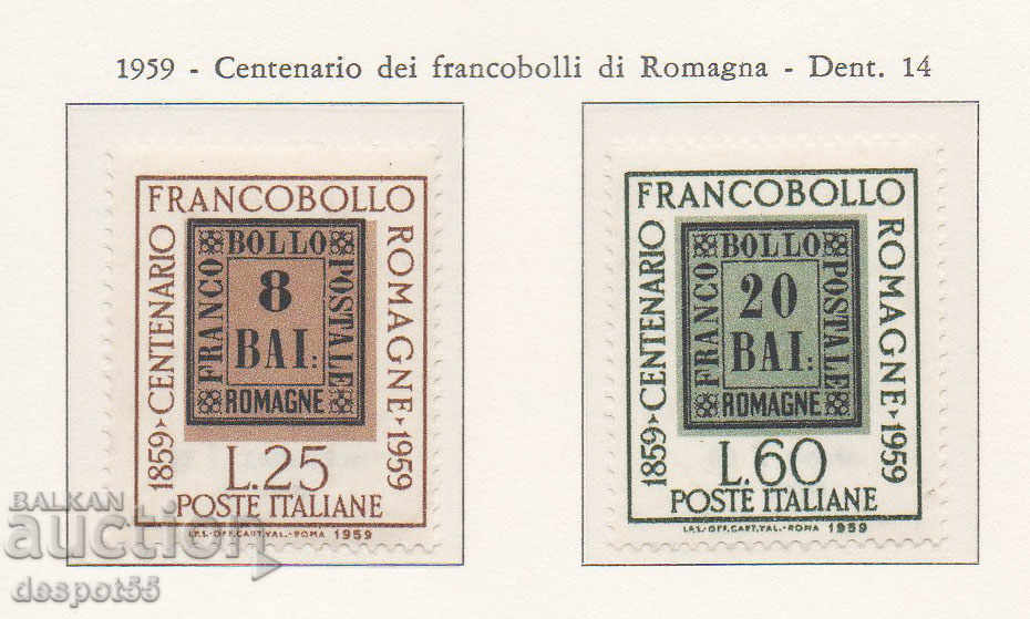 1959. Italia. 100 de ani de la timbrele Romagna.