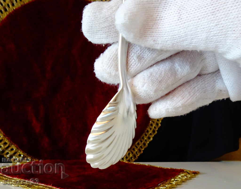 German silver-plated sugar spoon, mussel. - 5 German silver-plated sugar spoon, mussel. - 5