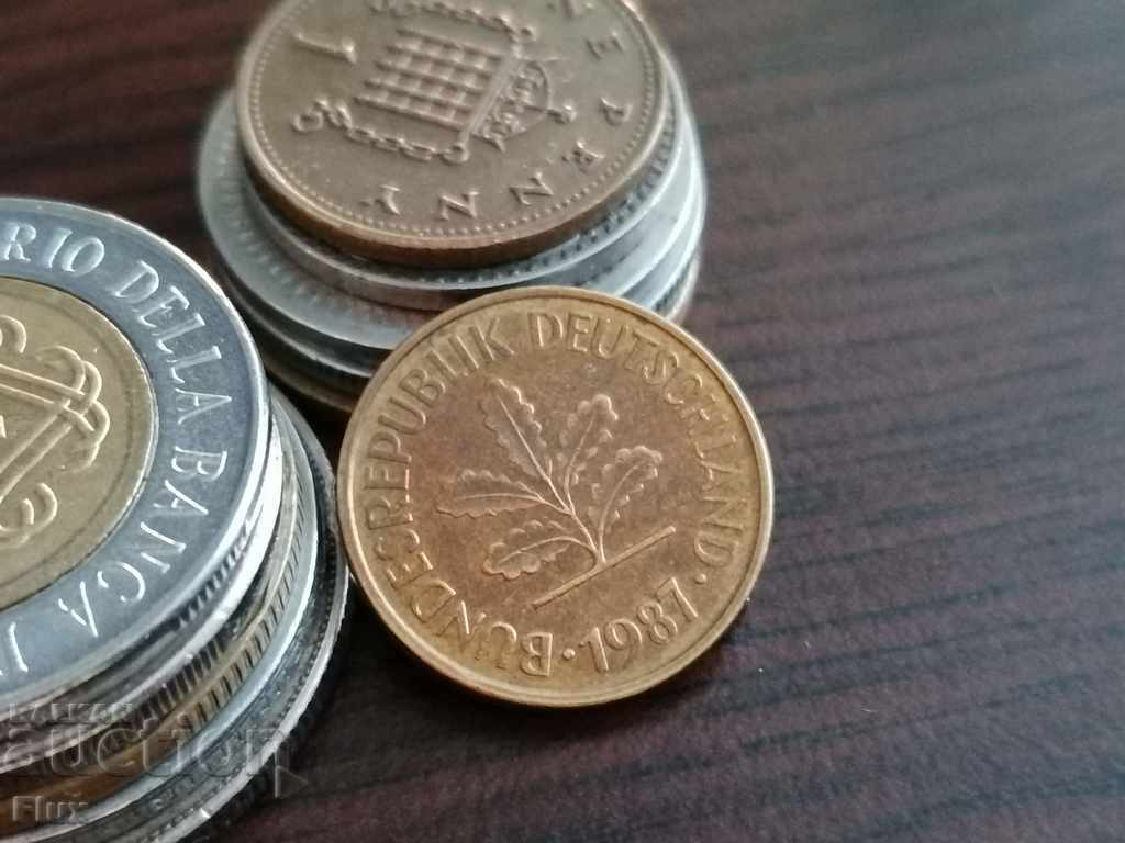 Coin - Germany - 5 pfennigs 1987; D series with price 0.75 BGN | € 0.38 Coin - Germany - 5 pfennigs 1987; D series with price 0.75 BGN | € 0.38