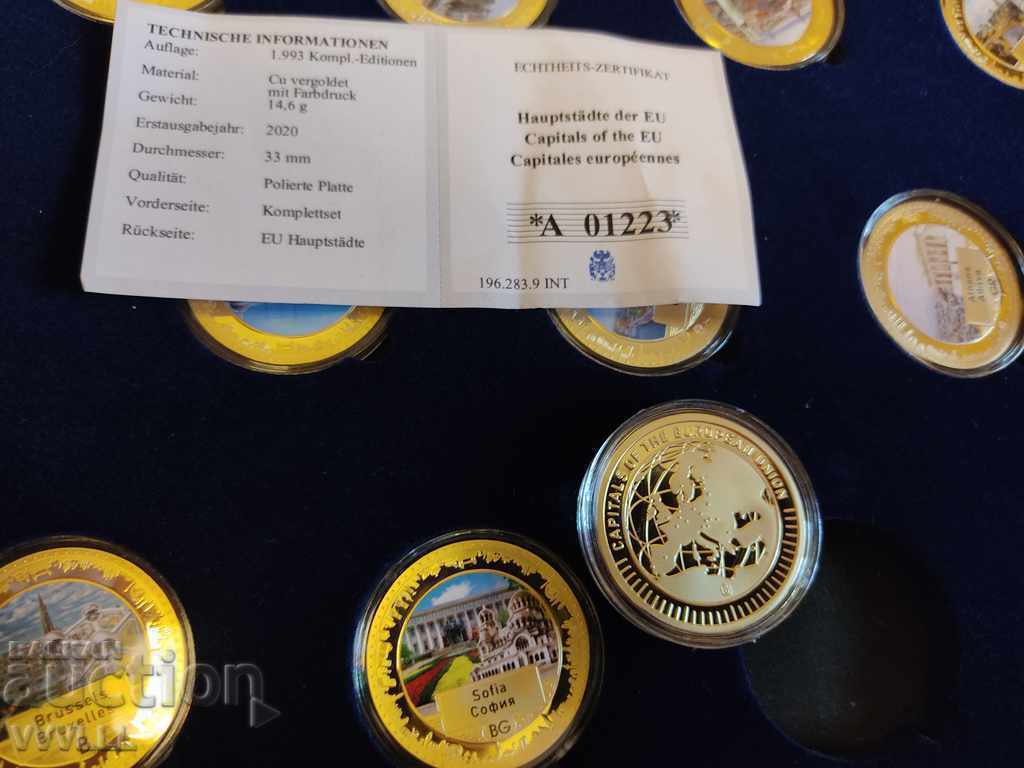 Delivery of Complete set of GOLD-PLATED medals 28 "Capitals of Europe". With UK Delivery of Complete set of GOLD-PLATED medals 28 "Capitals of Europe". With UK
