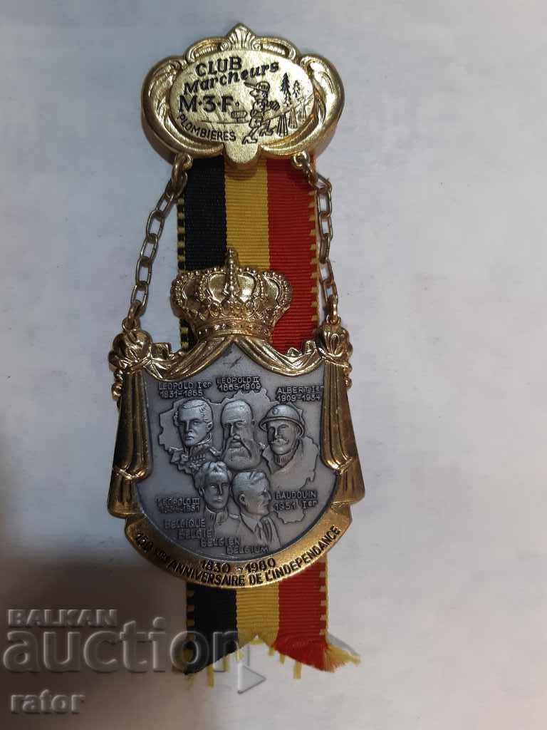 Rară medalie mare frumoasă, placă - 150 de ani BELGIA