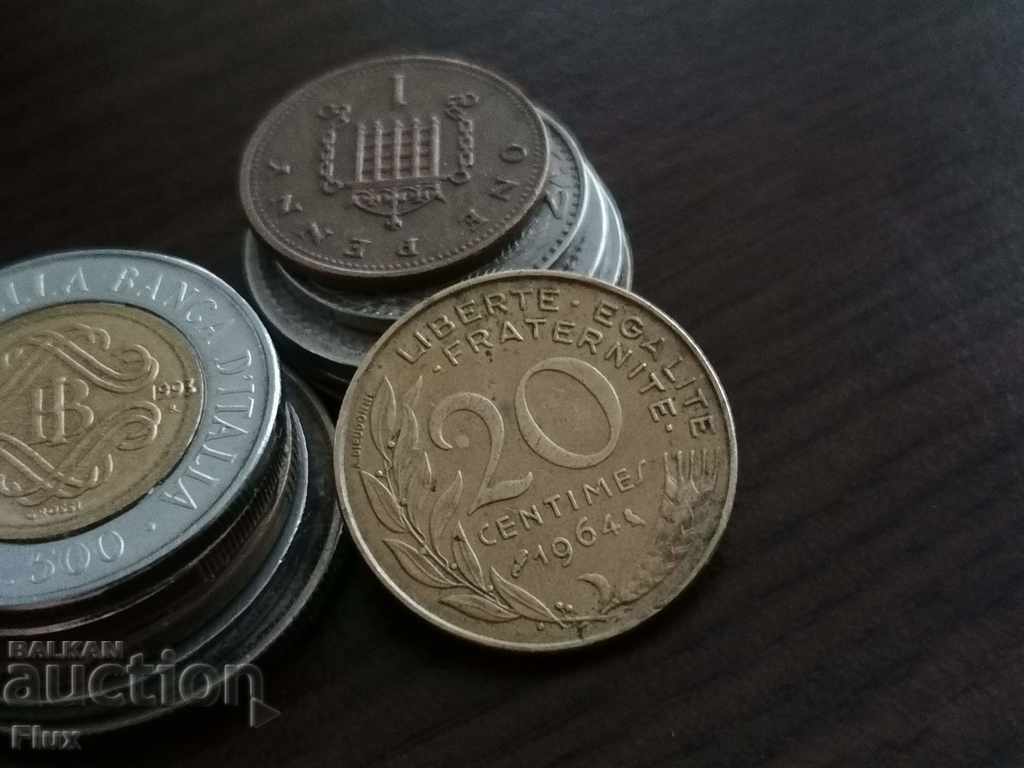 Монета - Франция - 20 сентима | 1964г.