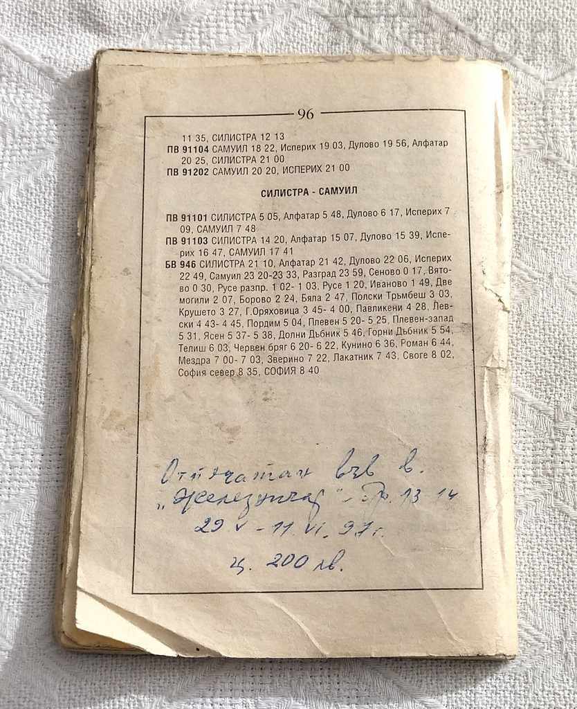Delivery of BDZ ABBREVIATED TIMETABLE RAILWAY 1997 Delivery of BDZ ABBREVIATED TIMETABLE RAILWAY 1997