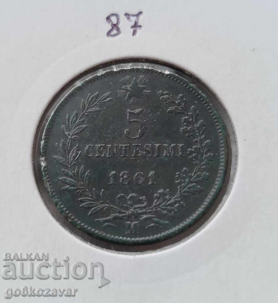 Italy 5 Centizimi 1861 Rare.