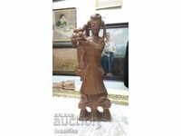 CHINESE OLD FIGURE WOMEN WOOD CARVING