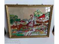 LARGE ETHNO PICTURE FROM FOIL NOSE KOBLITSA VILLAGE HOUSE