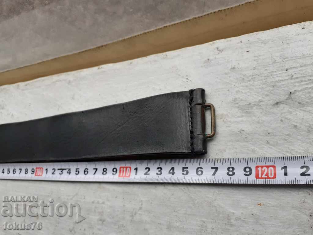 Soviet naval leather belt with bronze buckle - 7 Soviet naval leather belt with bronze buckle - 7