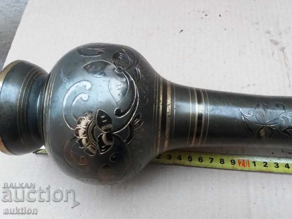 Auction  MASSIVE BRONZE PAINTED VASE WITH INCRUSTATION - 1 KG.