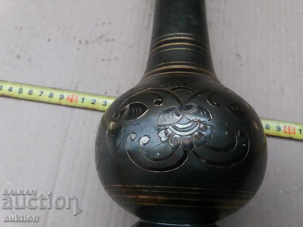 MASSIVE BRONZE PAINTED VASE WITH INCRUSTATION - 1 KG. - 5