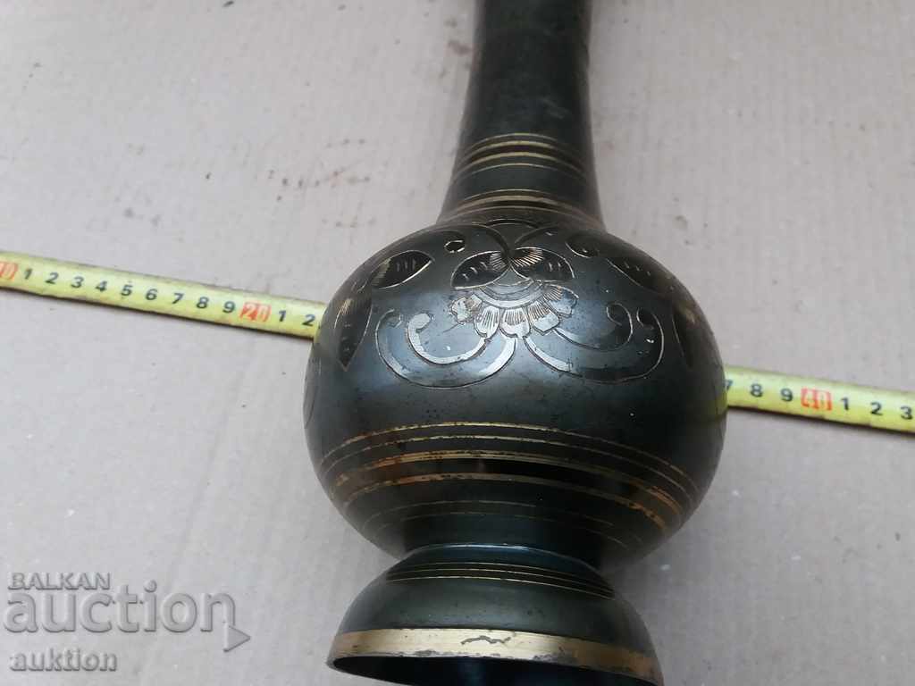 MASSIVE BRONZE PAINTED VASE WITH INCRUSTATION - 1 KG. - 6