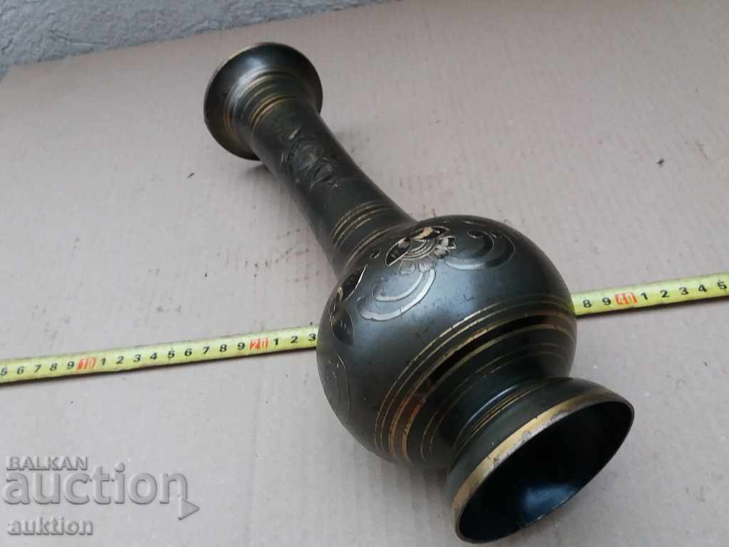 MASSIVE BRONZE PAINTED VASE WITH INCRUSTATION - 1 KG. - 7