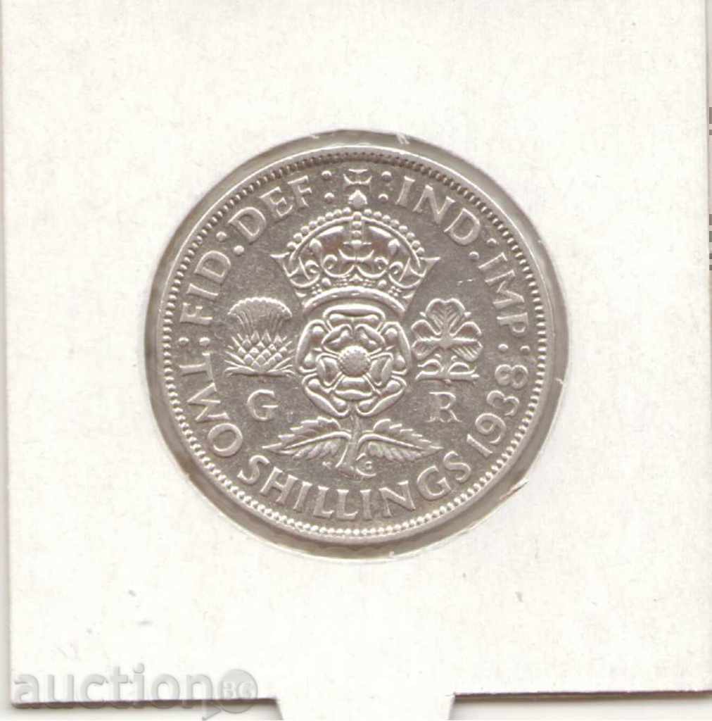 - United Kingdom-2 Shillings-1938-KM# 835-George VI-silver - United Kingdom-2 Shillings-1938-KM# 835-George VI-silver