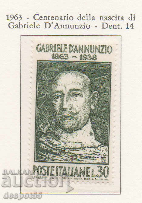 1963. Italia. 100 de ani de la nașterea lui d'Annunzio.