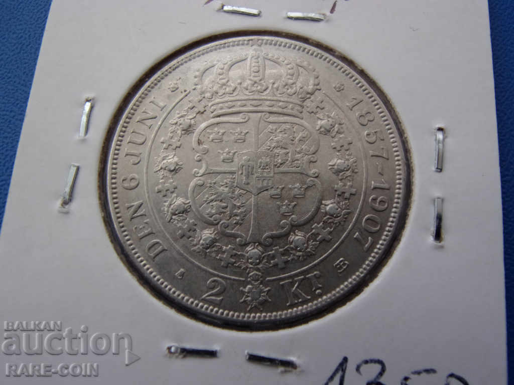 RS (36) Σουηδία-Jubilee-2 στέφανα 1907-πολύ σπάνια και ασημένια με τιμή € 30.68 | 60.01 BGN