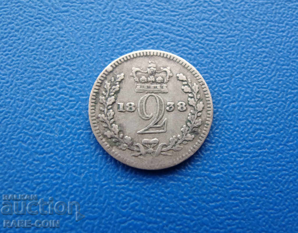 RS (37) Great Britain Moundy- 2 Penny 1838 .BZC