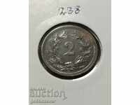 Швейцария 2 рапена 1893г UNC Топ монета !