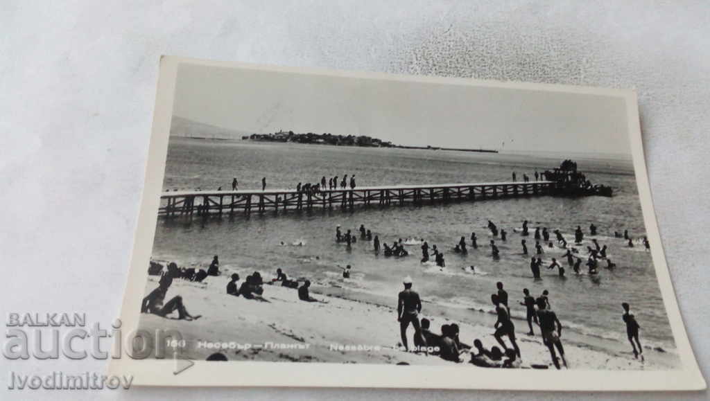 Пощенска картичка Несебър Плажът 1966
