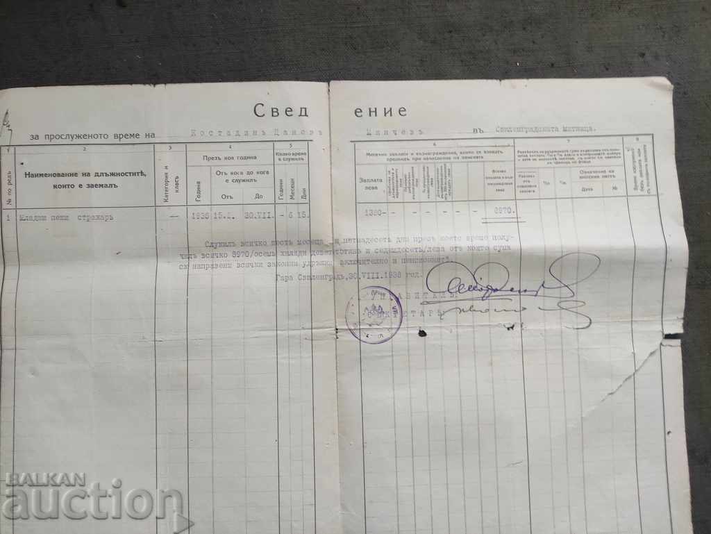 Svilengrad Customs Certificate 1938 foot guard with price 50.00 BGN | € 25.56 Svilengrad Customs Certificate 1938 foot guard with price 50.00 BGN | € 25.56