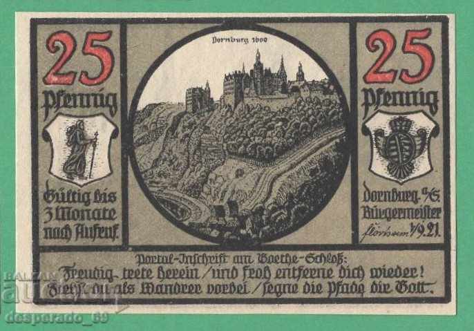 (¯` '• .¸NOTGELD (gr. Dornburg) 1921 UNC -25 pfennig¸. •' ´¯) with price 2.50 BGN | € 1.28