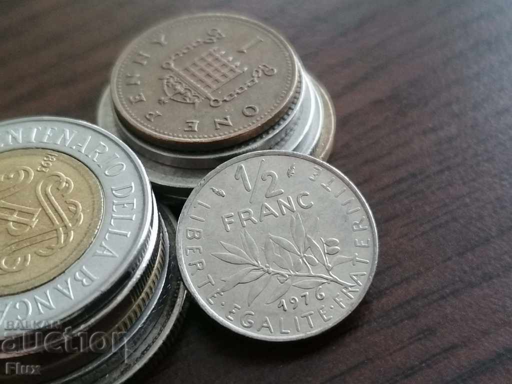 Coin - France - 1/2 (half) franc 1976