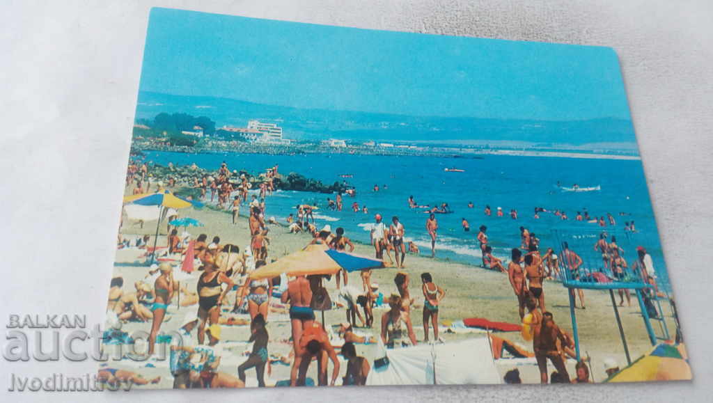 Пощенска картичка Поморие Плажът 1983