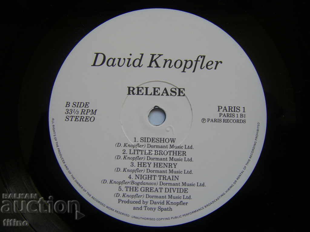 Παράδοση David Knopfler - Release, Paris Records - PARIS 1 Παράδοση David Knopfler - Release, Paris Records - PARIS 1