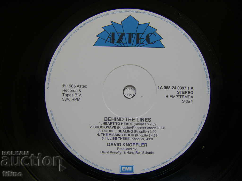 Δημοπρασία David Knopfler - Behind The Lines, EMI - 1A 068 24 0397 1