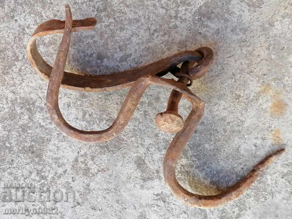 An old forged scraping hook, double twin - 6 An old forged scraping hook, double twin - 6