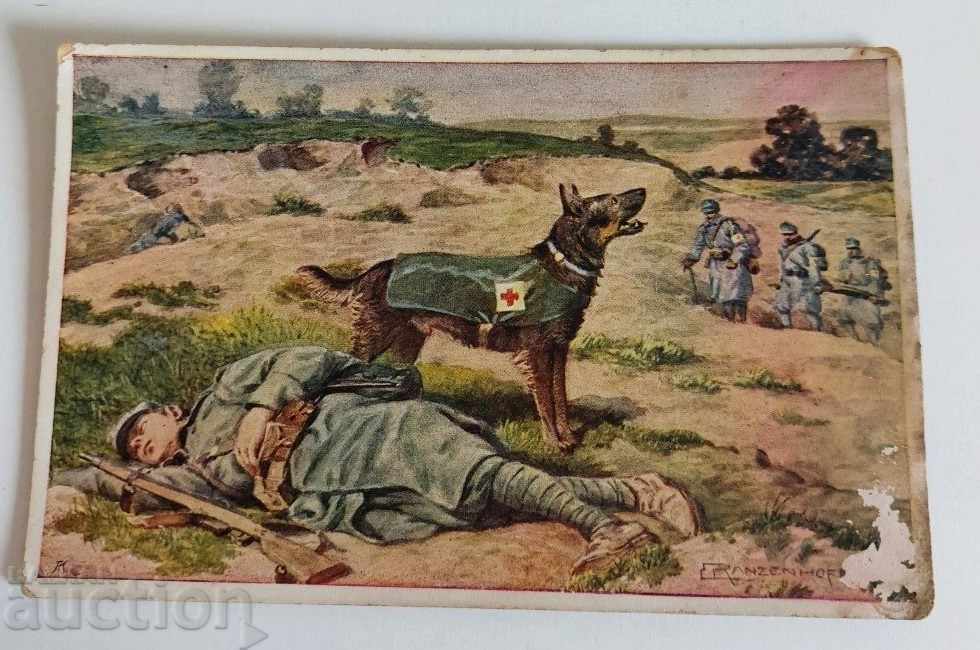 1917 OLD POSTCARD WORLD WAR I DOG