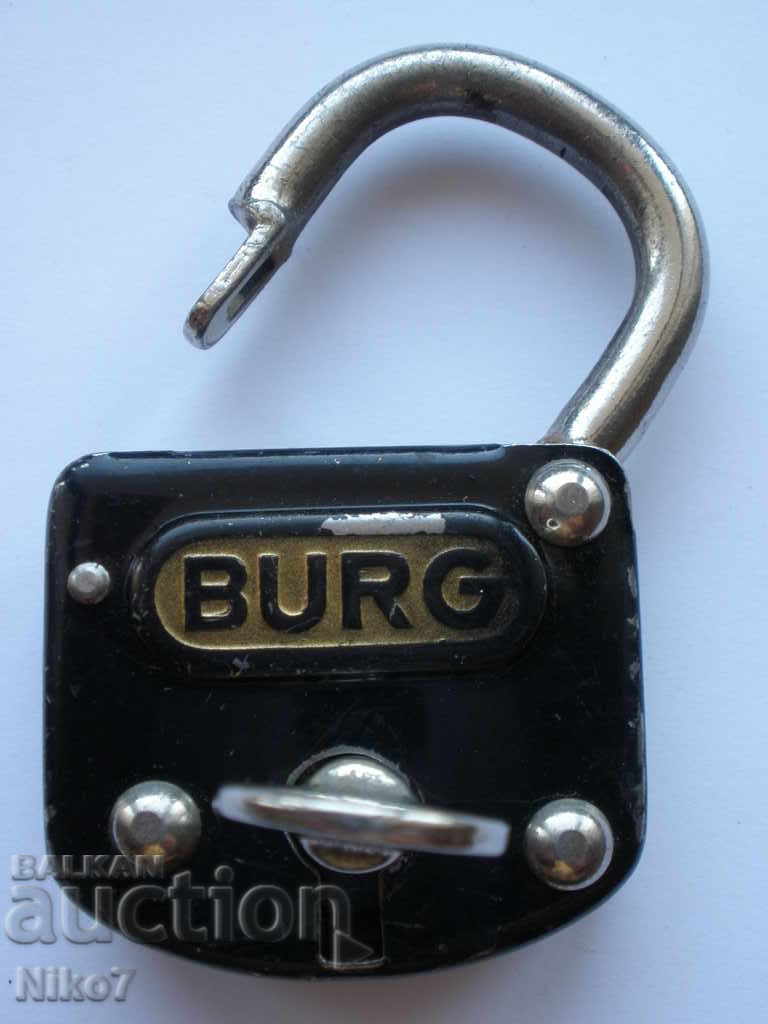 Auction Old padlock 'BURG'. Auction Old padlock 'BURG'.