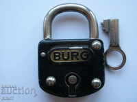 Old padlock 'BURG'.