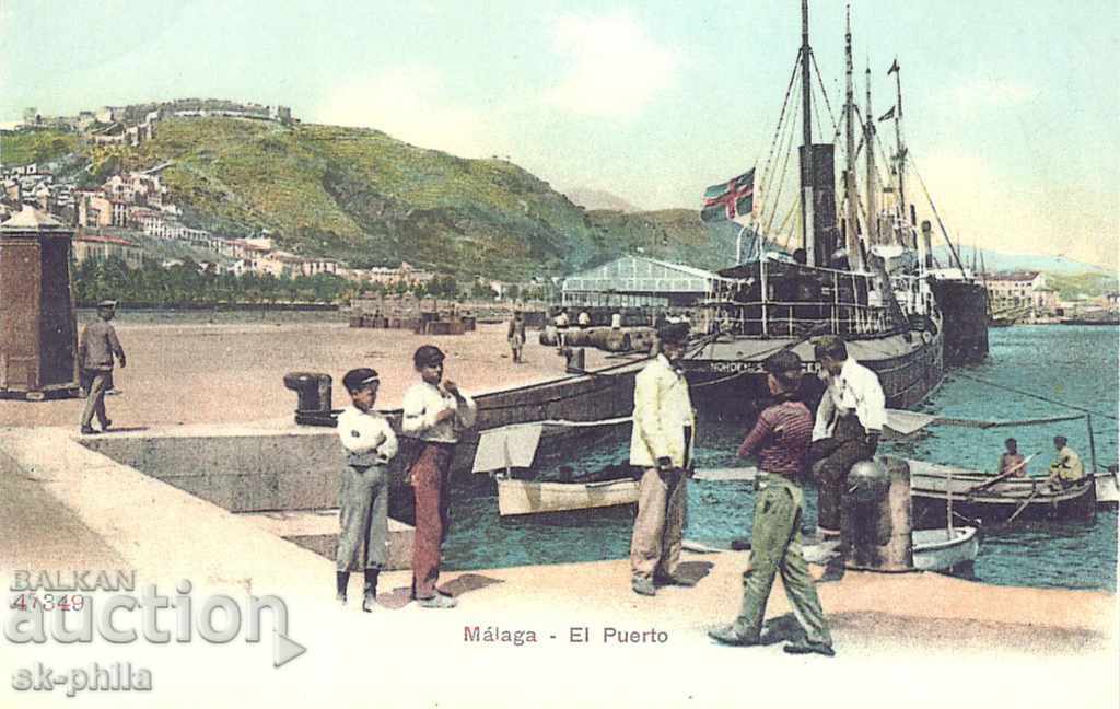 Postcard - Ships - new edition - Malaga, Pier