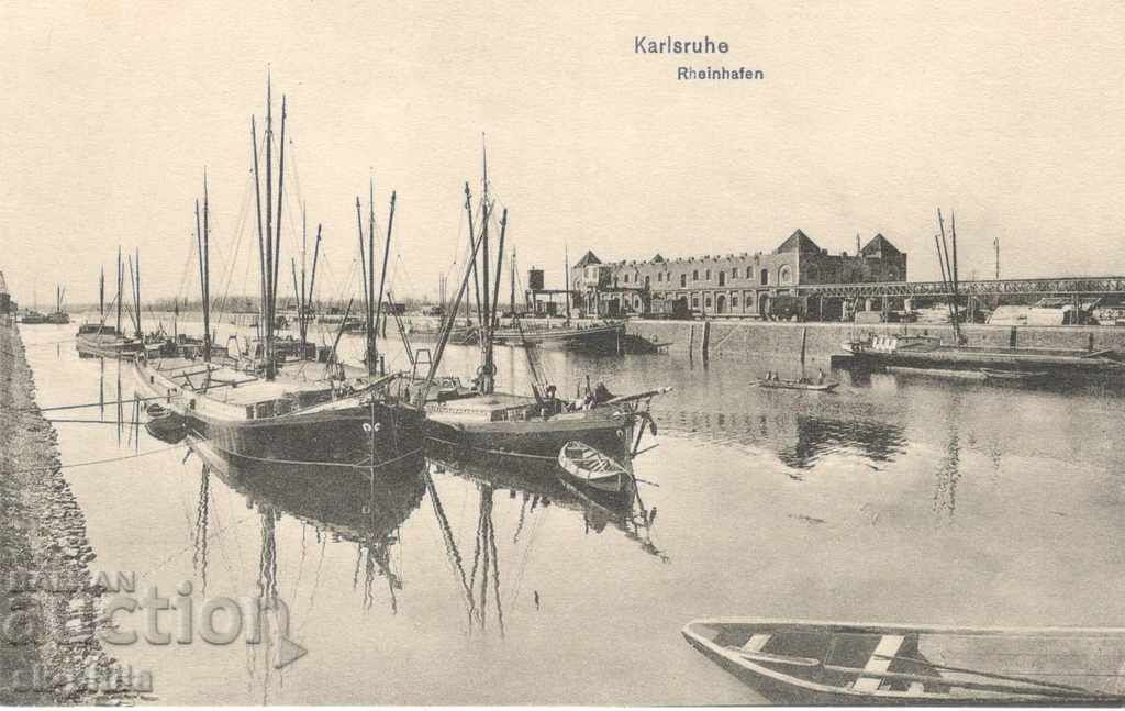 Пощенска картичка - Кораби - Карлсруе, Пристанище на р.Рейн