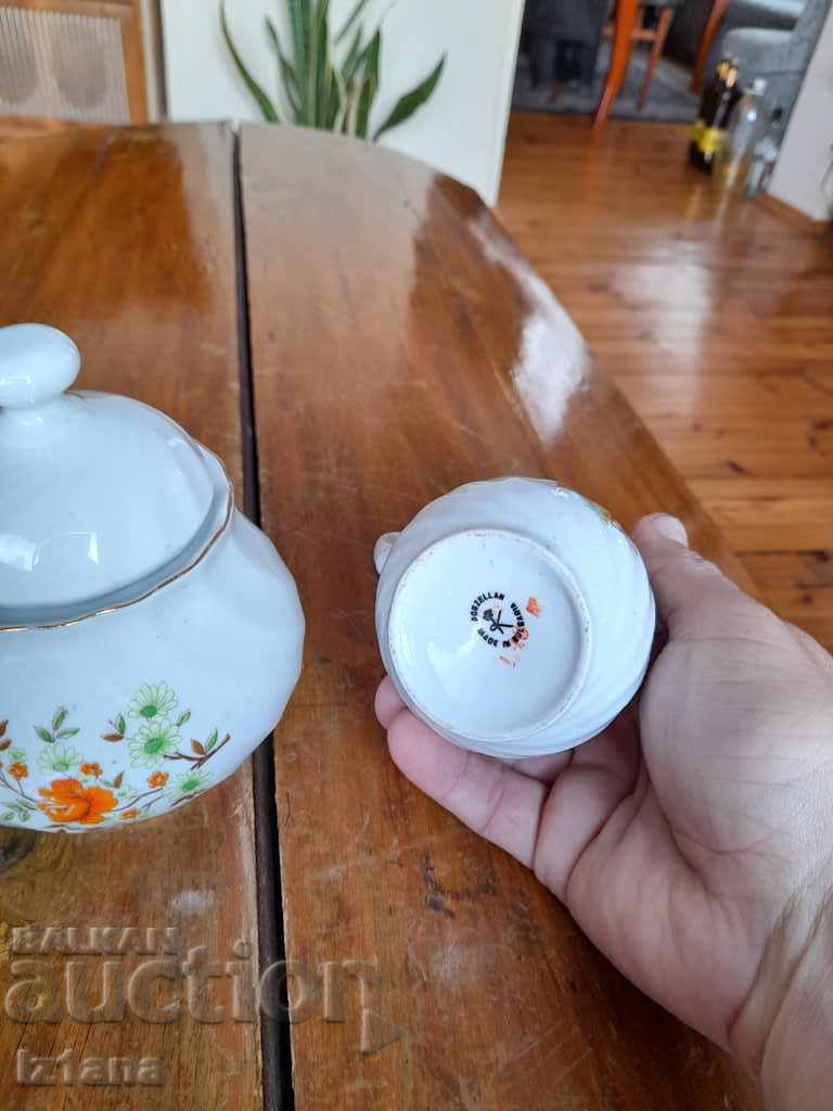 Old set of porcelain sugar bowl and jug - 6 Old set of porcelain sugar bowl and jug - 6