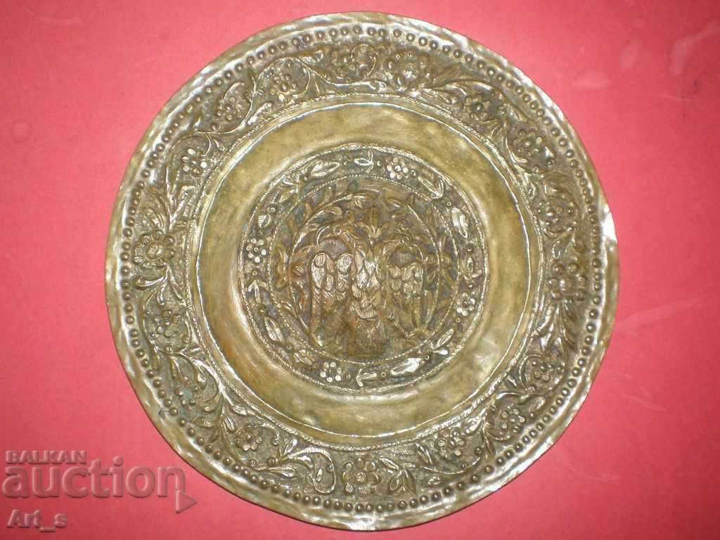 Auction  Unique handmade Greek copper plate from the 18th century