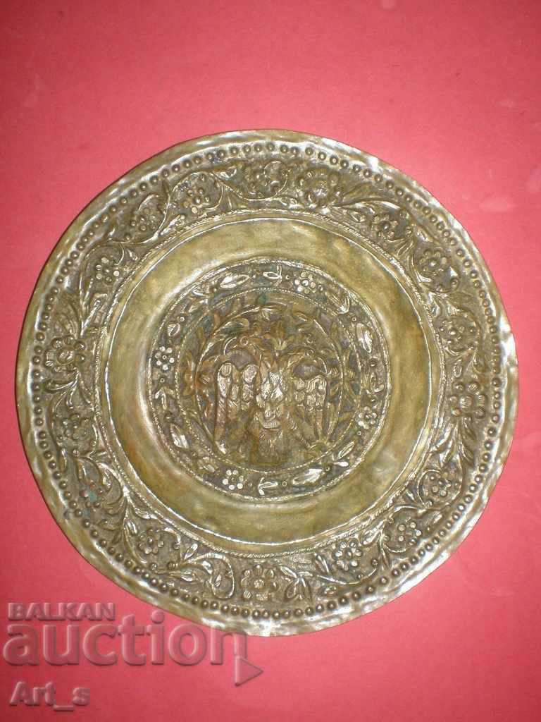 Unique handmade Greek copper plate from the 18th century - 5