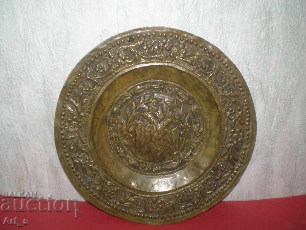 Unique handmade Greek copper plate from the 18th century