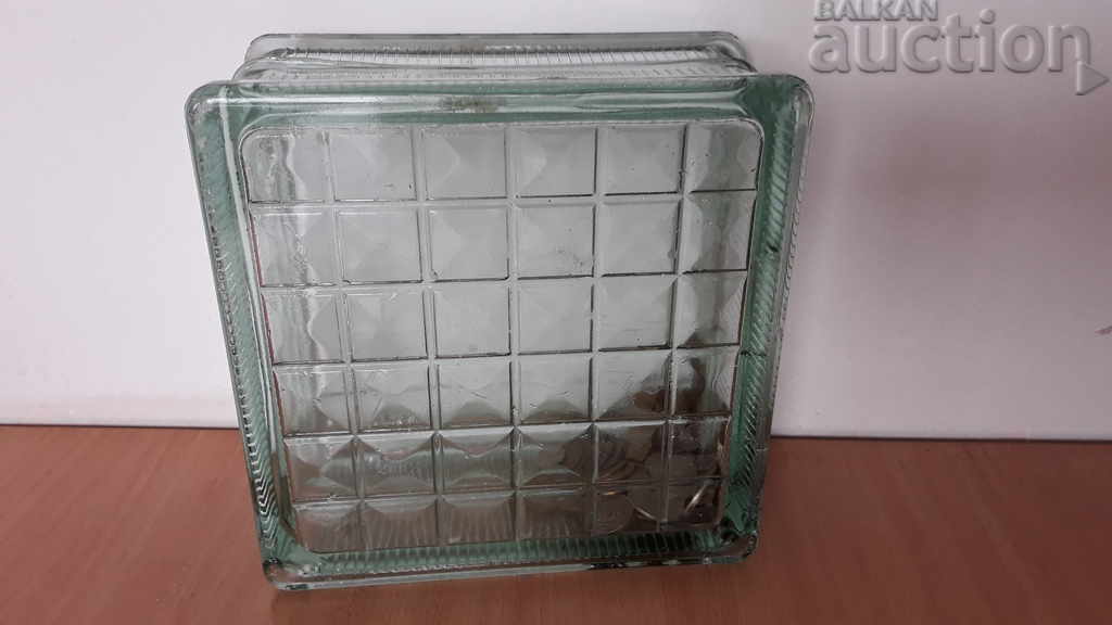 lot lot soc coins in a glass brick money box