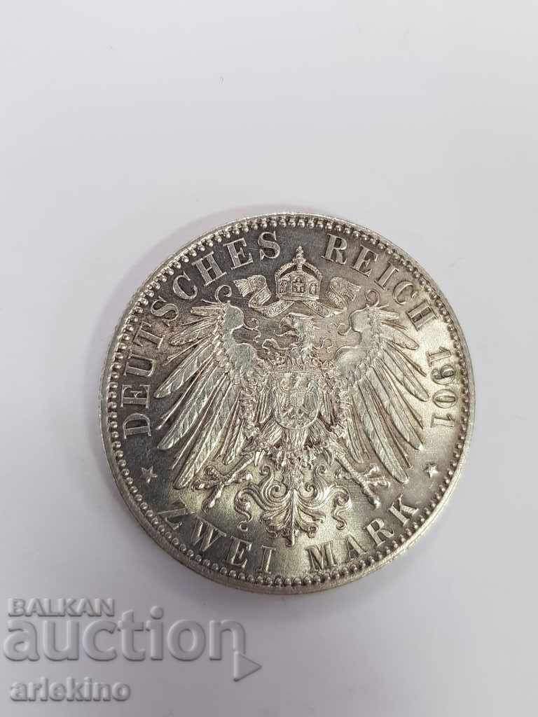 Auction Top quality German silver coin 2 marks 1901 Auction Top quality German silver coin 2 marks 1901