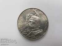 Топ качество на Германска сребърна монета 3 марки 1901 год
