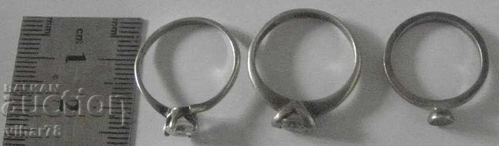 Auction  Lot of three silver rings