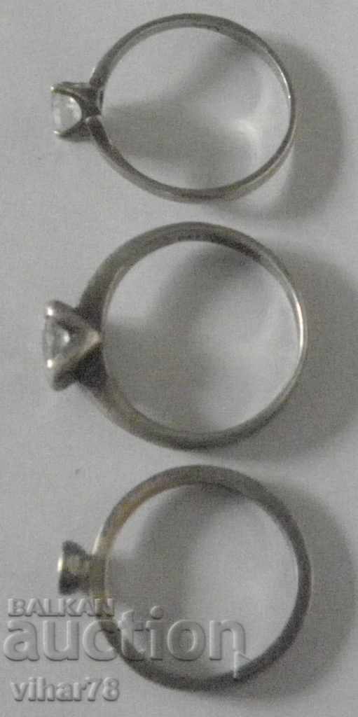 Lot of three silver rings - 6